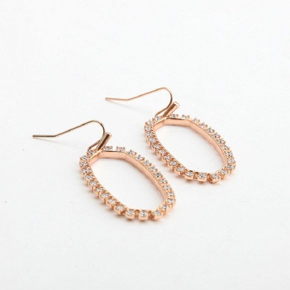Kendra Scott Elle Open Frame Crystal Drop In Rose Gold Earrings - Picture 3 of 5